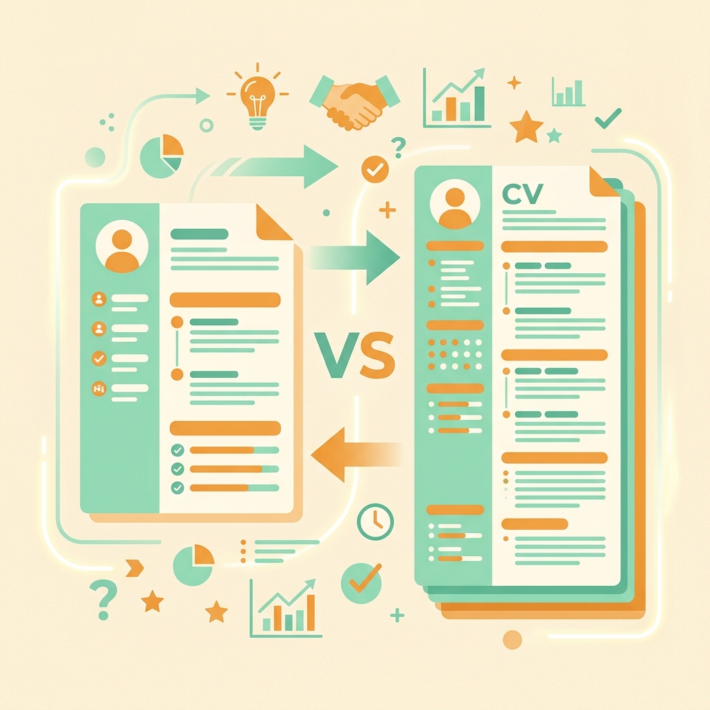 CV vs Resume differences — when to use each document illustration